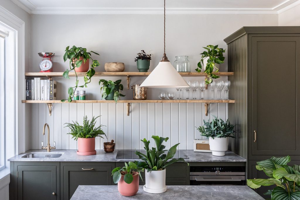 Kitchen-Plant-styling-with-selection-of-Leaf-Envy-Plants-Pots