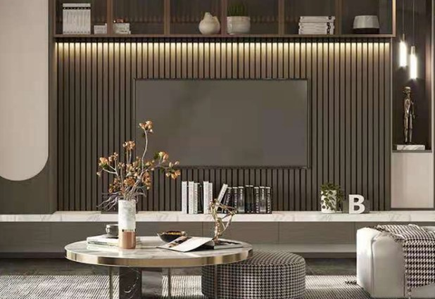TV backdrop- solid wood interior wall panel