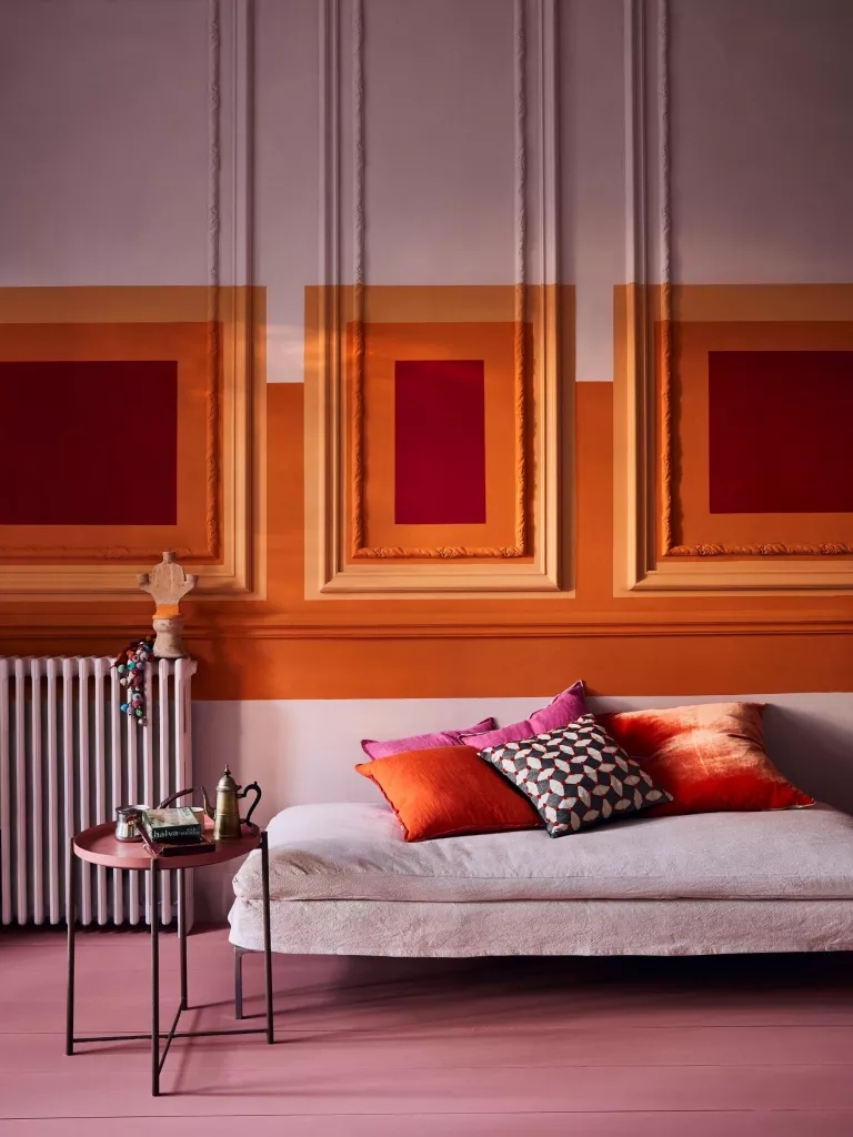 لوحة الحائط من نوع الشبكة الوردي البرتقالي الملون