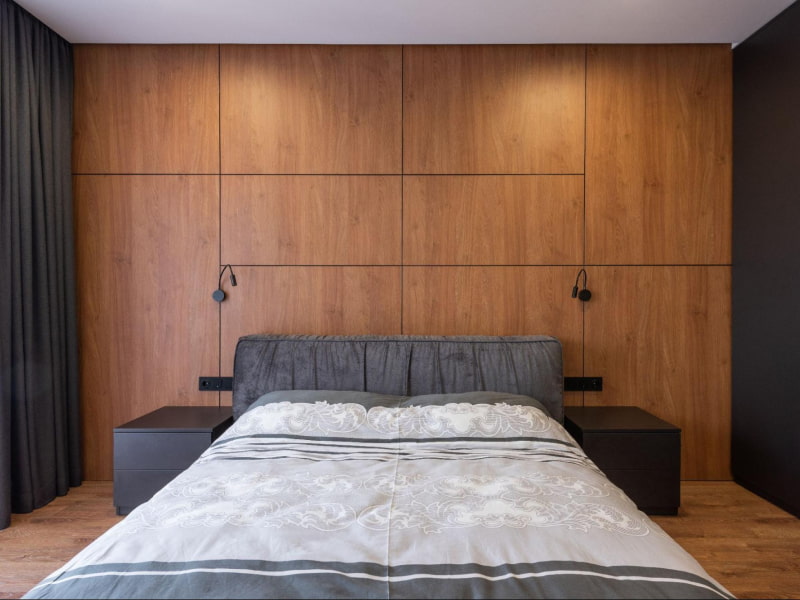 تصميم لوحة الحائط الخشبية البلاستيكية لغرفة النوم - منازل جميلة